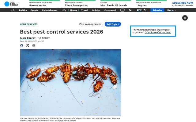 Aptive Pest Control's page as the assistant saw it