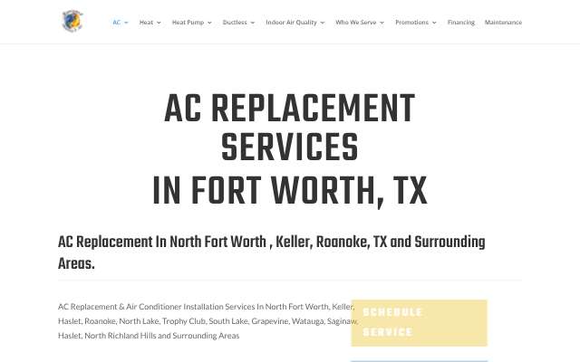 Renowned Heating & Air's page as the assistant saw it