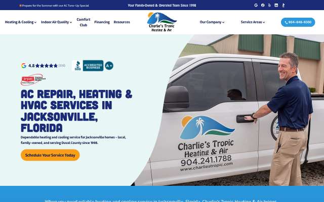 Charlie's Tropic Heating & Air's page as the assistant saw it