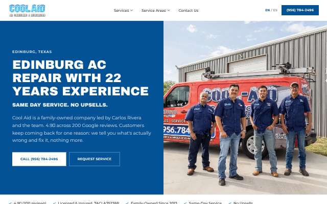Cool Aid Air Conditioning's page as the assistant saw it