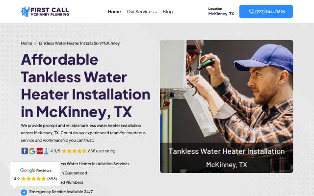First Call McKinney Plumbing's page as the assistant saw it
