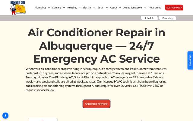 Number One Plumbing, AC, Solar & Electric's page as the assistant saw it