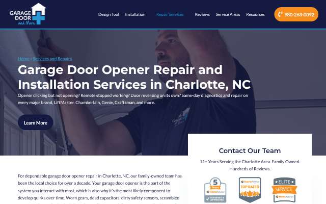 Garage Door and More's page as the assistant saw it