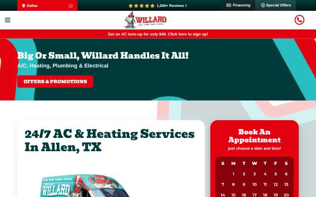 Willard Air Conditioning, Plumbing & Electrical's page as the assistant saw it