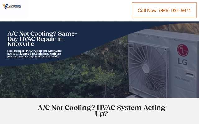 Ventora Heat & Air's page as the assistant saw it