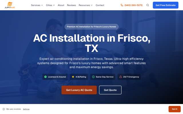 Jupitair HVAC's page as the assistant saw it