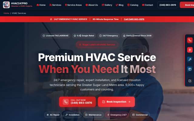 HVAC247PRO's page as the assistant saw it
