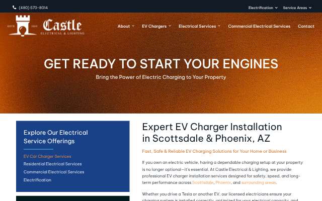 Castle Electrical & Lighting's page as the assistant saw it