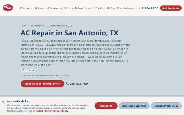 Proud Pops (Plumbing, Air, Electric)'s page as the assistant saw it
