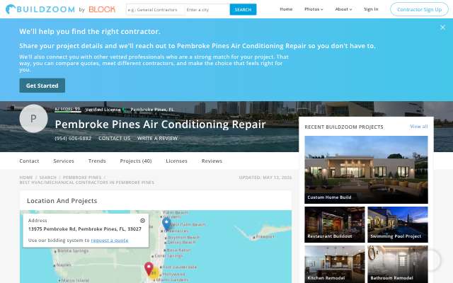 Pembroke Pines Air Conditioning Repair's page as the assistant saw it