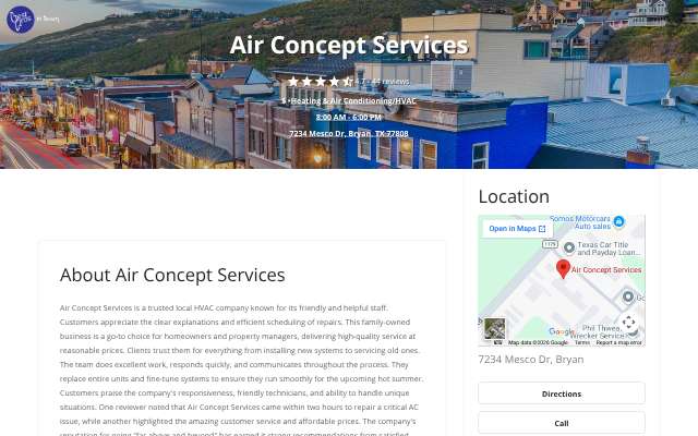 Air Concept Services's page as the assistant saw it