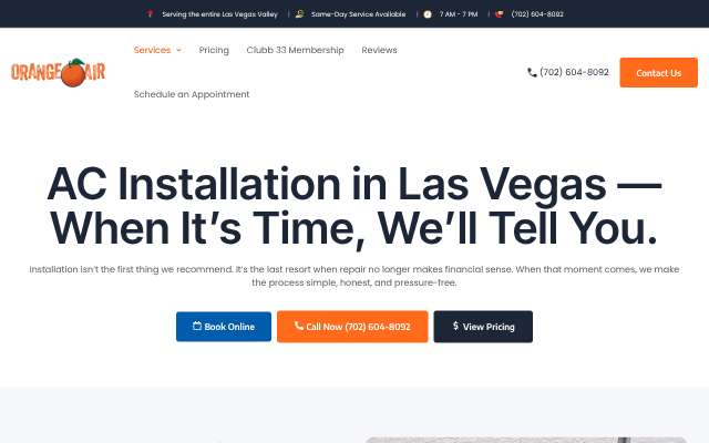 Orange Air's page as the assistant saw it