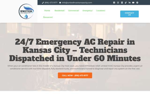 Page cited for United HVAC Kansas City