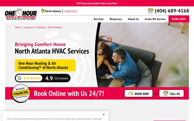 One Hour Heating & Air Conditioning of North Atlanta's page as the assistant saw it