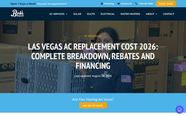 Bob's Repair Air Conditioning & Heating Experts's page as the assistant saw it