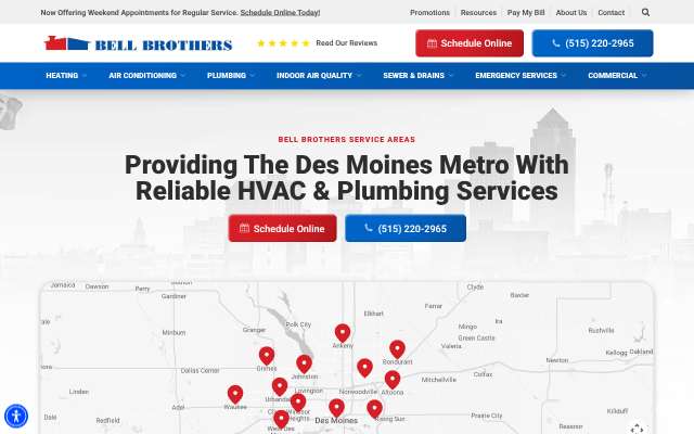 Bell Brothers Heating and Air Conditioning's page as the assistant saw it