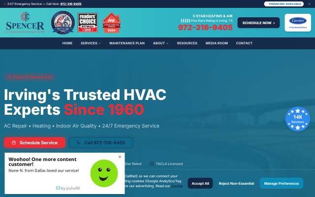 Spencer Air Conditioning & Heating's page as the assistant saw it