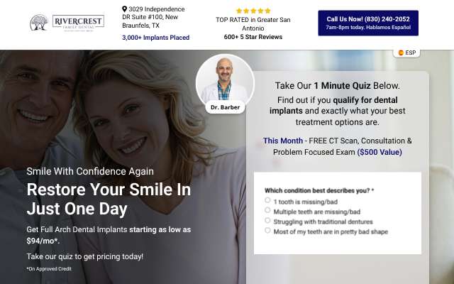Rivercrest Family Dental's page as the assistant saw it