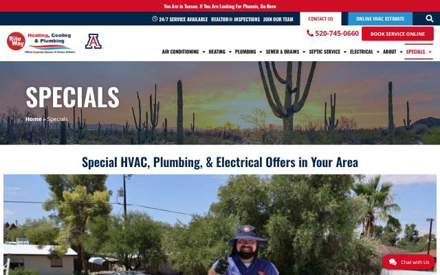 Rite Way Heating, Cooling & Plumbing's page as the assistant saw it