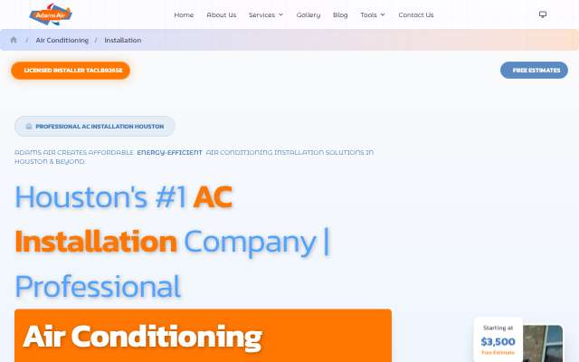 Adams Air's page as the assistant saw it