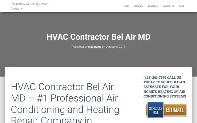 Baltimore Heating and Cooling, Inc.'s page as the assistant saw it