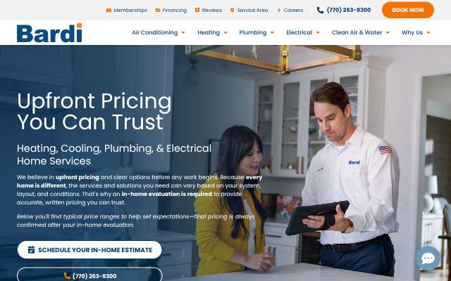 Bardi Heating, Cooling, Plumbing, Electrical's page as the assistant saw it