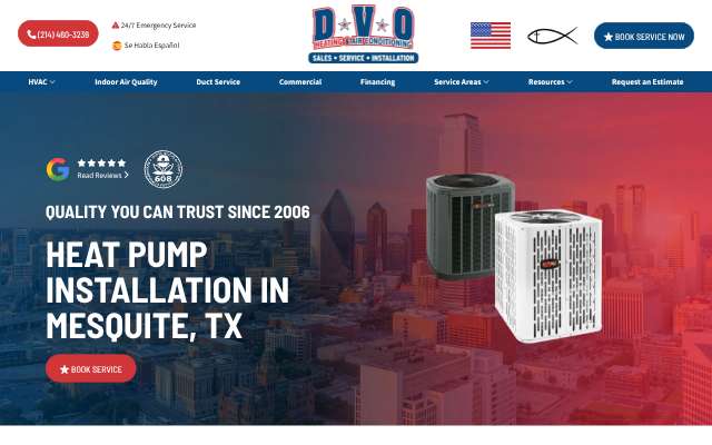 DVO Heating & Air Conditioning's page as the assistant saw it