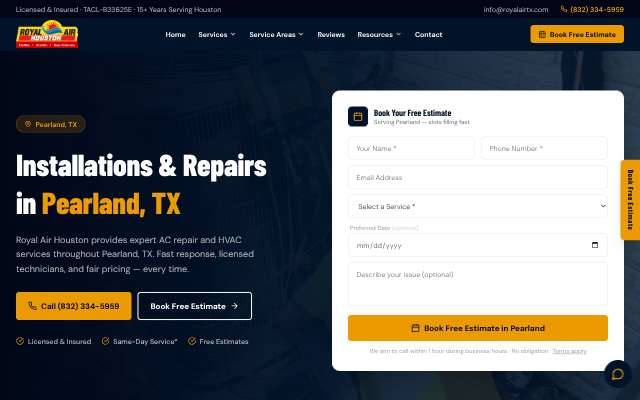 Royal Air Houston's page as the assistant saw it
