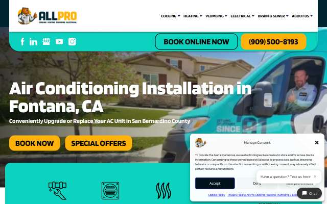 All Pro Plumbing Heating Air & Electrical's page as the assistant saw it