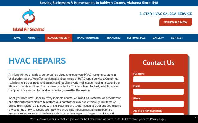 Inland Air Systems's page as the assistant saw it