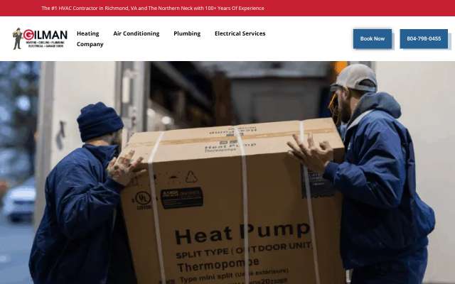 Gilman Heating, Cooling & Plumbing's page as the assistant saw it