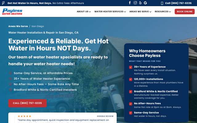 Page cited for Payless Water Heaters
