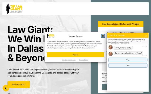 Page cited for The Law Giant, Personal Injury & Accident Lawyers (Dallas office)