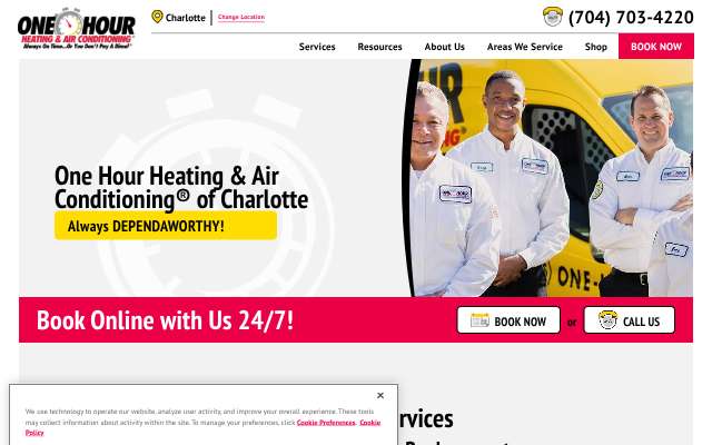 One Hour Heating & Air Conditioning of Charlotte's page as the assistant saw it