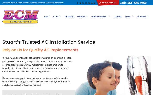 East Coast Mechanical's page as the assistant saw it