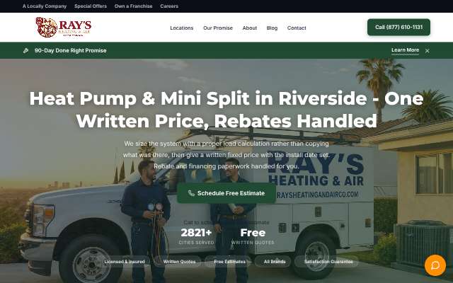 Ray's Heating & Air's page as the assistant saw it