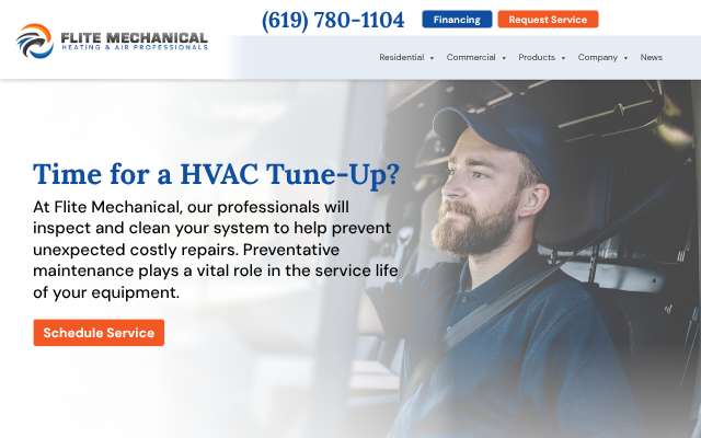 Flite Mechanical Heating & Air Professionals's page as the assistant saw it