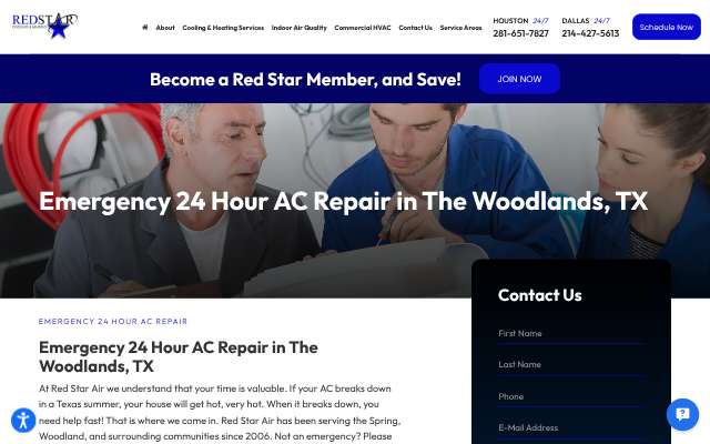 Red Star Air (Red Star Cooling & Heating)'s page as the assistant saw it