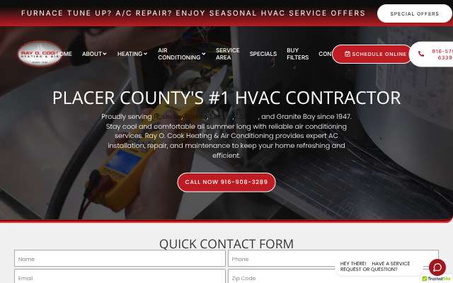Ray O. Cook Heating & Air's page as the assistant saw it