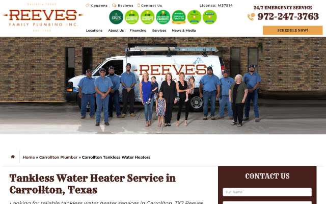 Reeves Family Plumbing's page as the assistant saw it