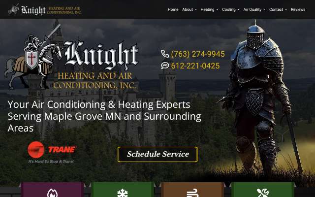 Knight Heating and Air Conditioning's page as the assistant saw it