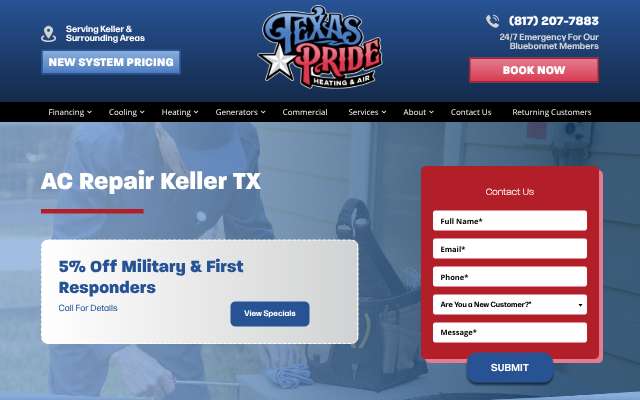 Texas Pride Heating & Air's page as the assistant saw it