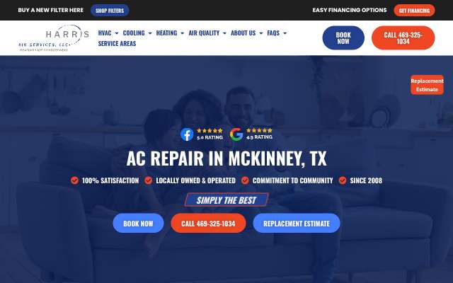 Harris Air Conditioning and Heating Repair's page as the assistant saw it