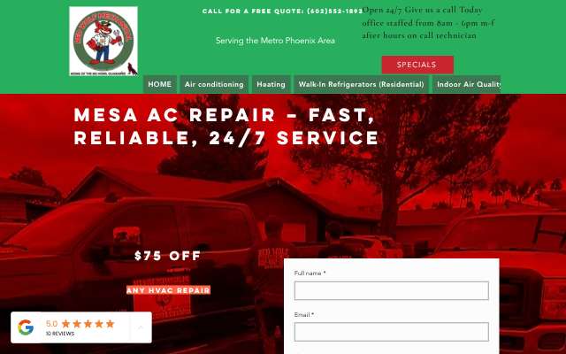 Red Wolf Mechanical's page as the assistant saw it
