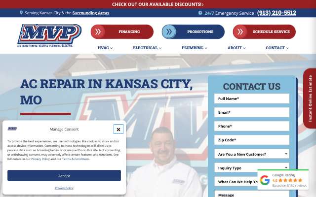 Page cited for MVP Air Conditioning Heating Plumbing & Electric