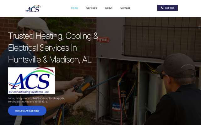 ACS Air Conditioning Systems, Inc's page as the assistant saw it