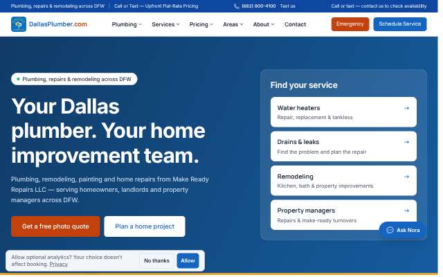 Page cited for DallasPlumber.com (Make Ready Repairs LLC)