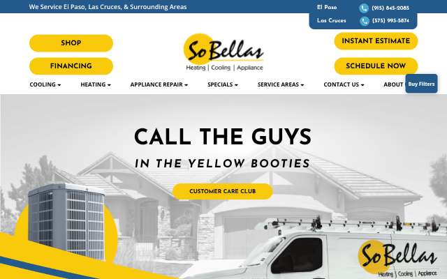 SoBellas Home Services (BBB/TDLR name: SoBellas Appliance LLC)'s page as the assistant saw it