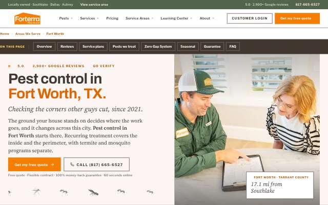 Forterra Pest Control's page as the assistant saw it