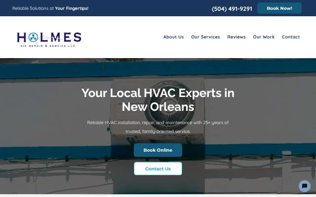 Holmes A/C Repair's page as the assistant saw it